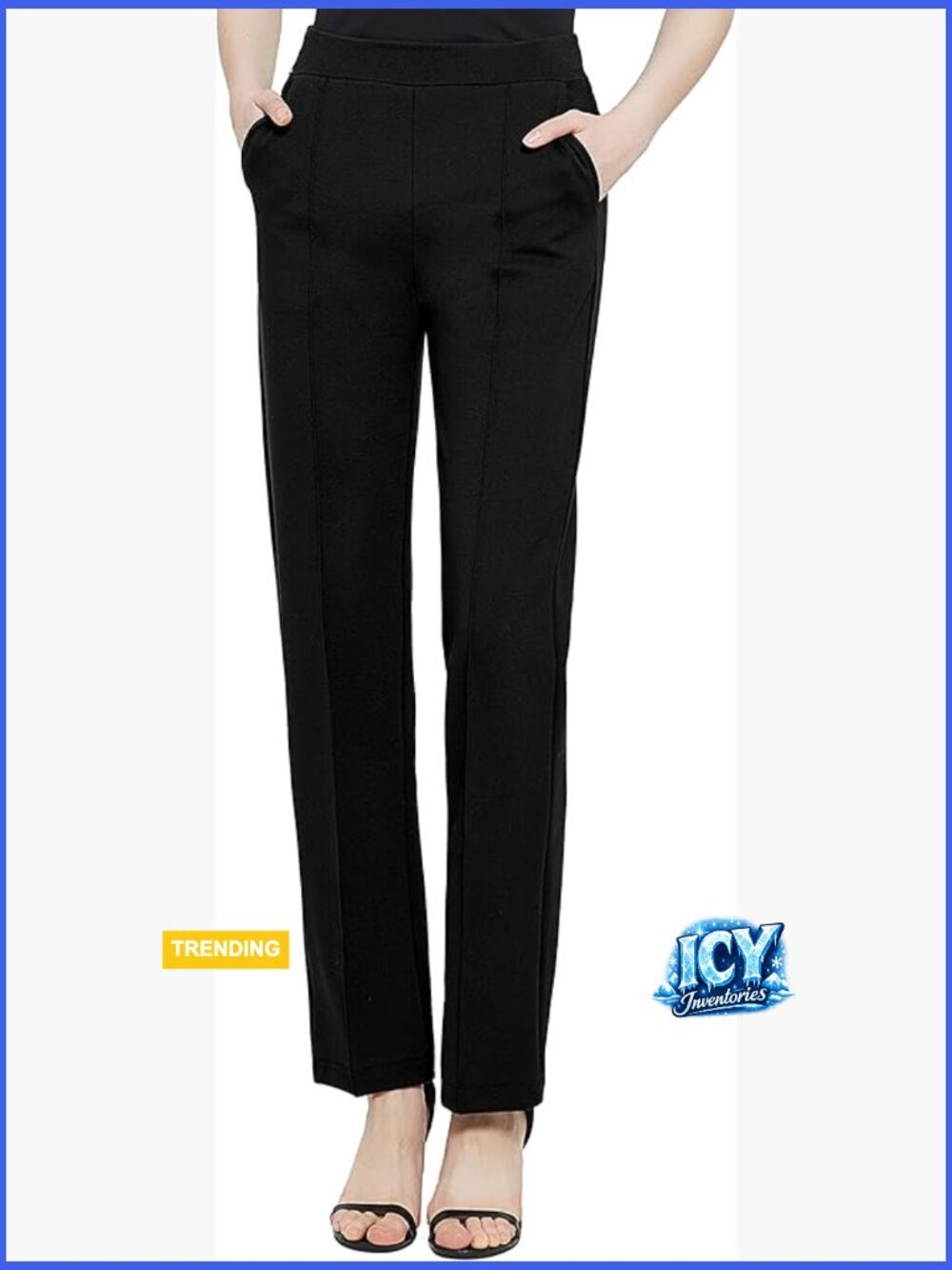 Stretchy Straight Leg Yoga Dress Pants with Pockets